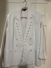 Express Womens Ivory Double-Breasted Blazer J...