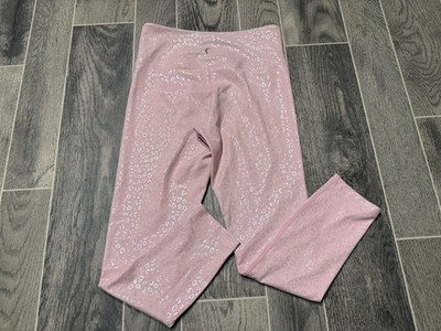 Zyia Active High Rise Cropped Leggings Women's 6-8 Pink Gold Metallic Leopard