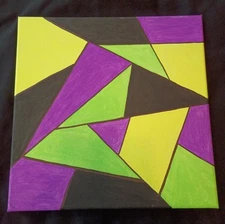Abstract Art On Stretched Canvas Original Acrylic Painting Purple Green Black