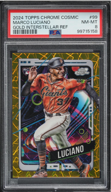 2024 Topps Chrome Cosmic Gold Refractor MARCO LUCIANO RC /50 #99 PSA 8 H008