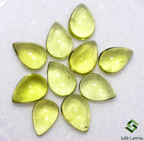 Natural Peridot Pear Cabochon 7x5 mm Lot 10 Pcs 8.14 CTS Calibrated Gemstones - Picture 2 of 6