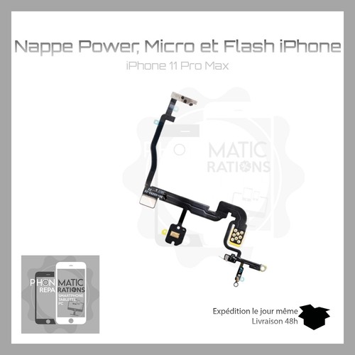 Nappe Bouton Power micro arrière  diffuseur de Flash pour iPhone 11 pro Max neuf - Photo 1 sur 3