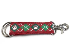 Douglas Paquette Valet Ribbon Key Chain  - Christmas Argyle (New W/Tags)