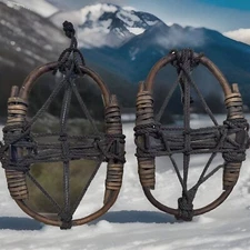 Vintage  Wooden Japanese Primitive Snowshoes, Farmhouse Decor, Rustic Decor-2
