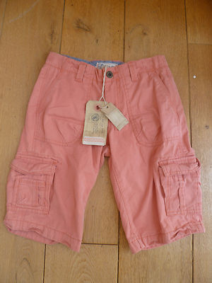FAT FACE DICKE BAUMWOLLE CARGO SHORTS MIT TASCHEN LACHS PFIRSICH ROSA UK 6 XXS