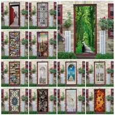 3D Self Adhesive Green Forest Abstract Door Sticker Wall Decor Mural Wallpaper