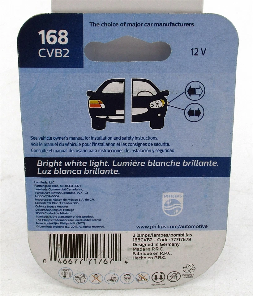 Philips Crystal Vision Ultra 168 5W 2 Bombillas Marcador Lateral Trasero Ajuste de Repuesto Foto 2 de 2