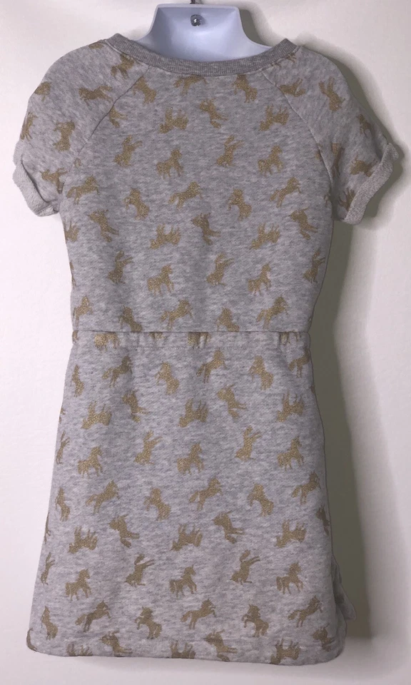 Vestido Gymboree Niñas Gris Dorado Sudadera Material Estampado Unicornio Talla 7 Foto 2 de 3