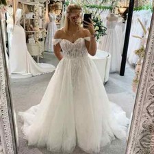 Plus Size Wedding Dresses Lace Applique Beaded Long Tulle A-Line Bridal Gowns