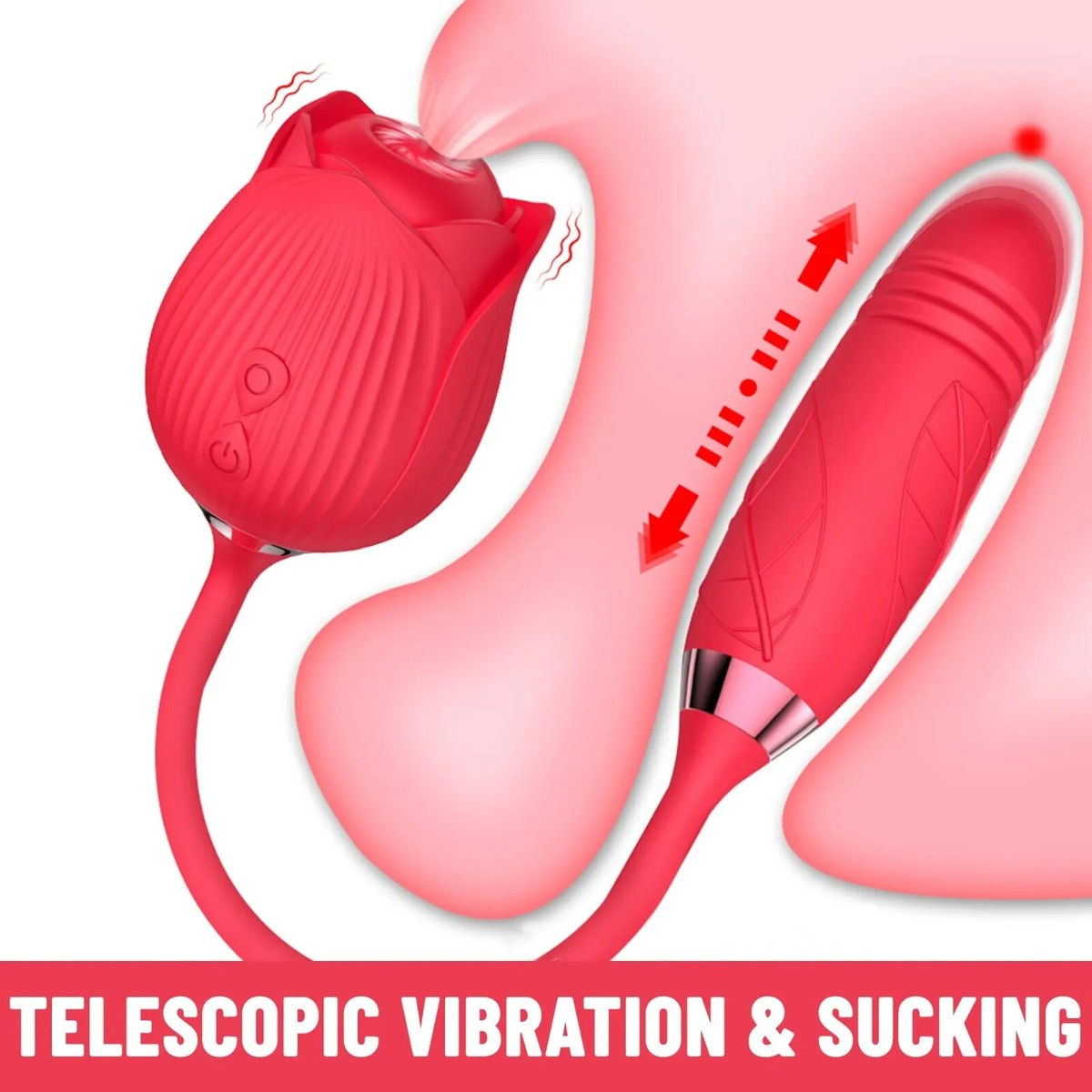 Rose Shape Sucking Vibrator Clitoral G-spot Suction Sex Toy 10 Speed  WaterProof