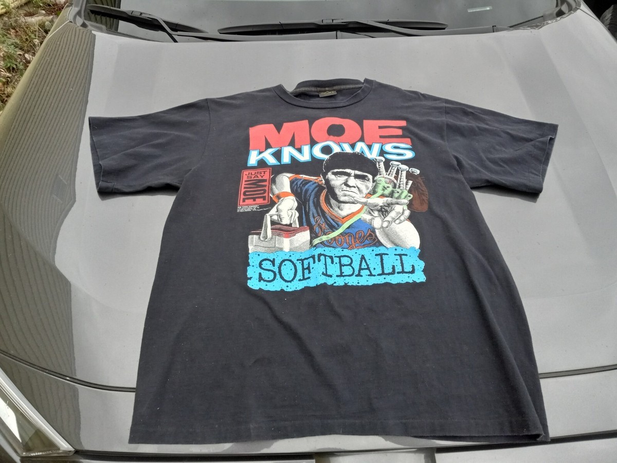 XL 1991 Three Stooges Moe Knows Softball Single Stitch T