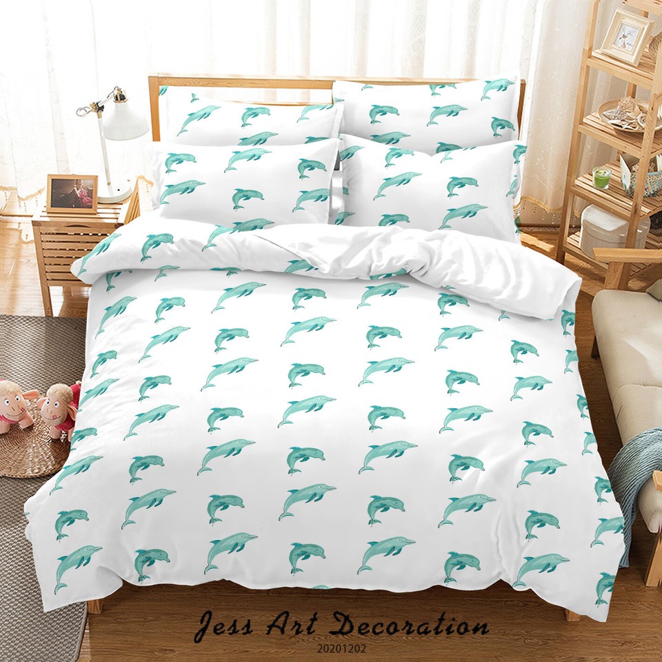 3D Pattern Whale White Quilt Cover Set Duvet Cover Bedding Pillowcases