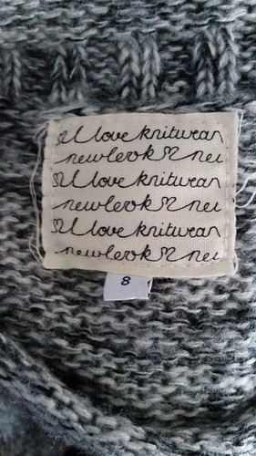 Women's New Look I Love Knitwear Sweater Black White Black Cross Size UK 8 - Picture 3 of 3