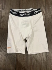 Men's Jock Shock Doctor White Spandex Tights Compression Shorts M