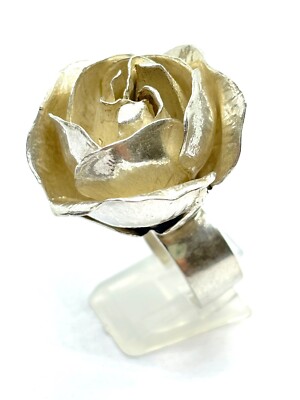 Vintage 1972 Peter von Post Sterling Silver ROSE Ring 34gr  UK N 1/2 (US 7 1/4