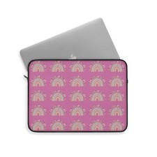 Faithful Rainbow Multi Laptop Sleeve in Light Pink