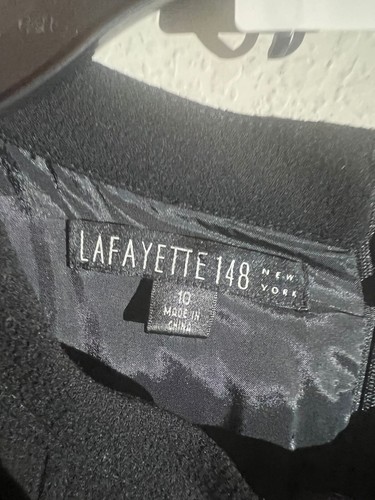 Lafayette 148 100% Virgin Wool Short Sleeve Casual Bussines Dress Black Sz 10 - Picture 4 of 8