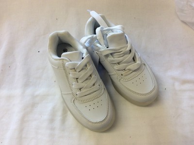 girls white lace up trainers