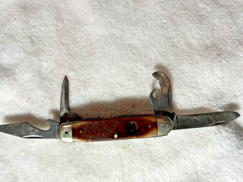 Vintage Ulster Boy Scout Camper 4-Blade Pocket Knife ~ USA Made - 3 1/2" Closed