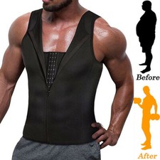 Men Neoprene Sauna Sweat Body Shaper Waist Trainer Burn Fat Vest Corset Workout