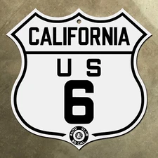 California ACSC US route 6 highway road sign auto club AAA Bishop Midland Trail