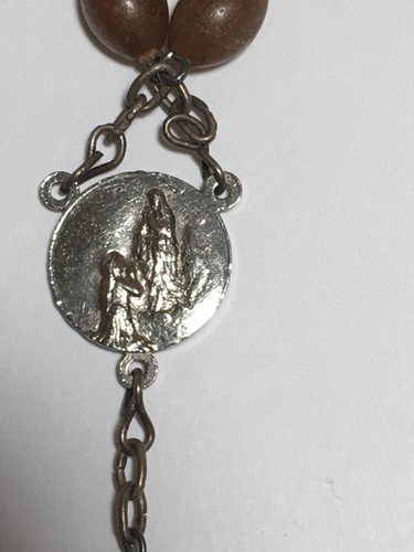 Vintage Ave Maria Brown Rosary Beads Catholic Religious Cross Pendant B1 - Picture 7 of 9