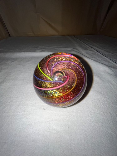 Glass Eye Studio Art Glass Paperweight-Whirlpool Swirl-1998-Bubble-Contempory - Picture 4 of 9
