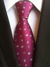 New Classic Floral Rose Red JACQUARD WOVEN 100 Silk Men's Tie Necktie