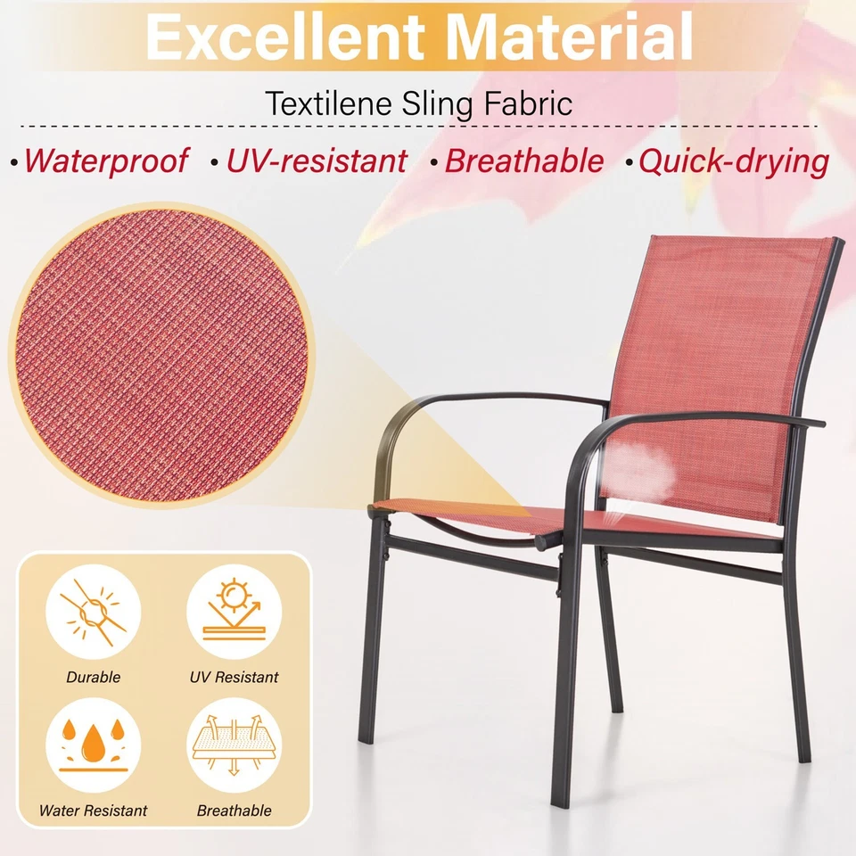 5 Piece Outdoor Dining Set Patio Furniture Set Wooden-like Table - Image 3 of 4