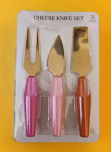 Cheese Knife Set - 3 Pieces with Colored Handles - Hand Wash Only