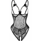 Teddy Black Sexy Lingerie Lace Babydoll Open Bra Crotchless Underwear Erotic