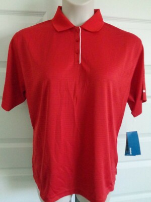 NWT Women's Reebok Play Dry Textured Performance Fabric Polo Top 2X Red