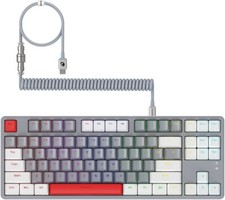 Wired Gaming Keyboard with Coiled Usb C Cable-Hot Swappable Mechanical Keyboard