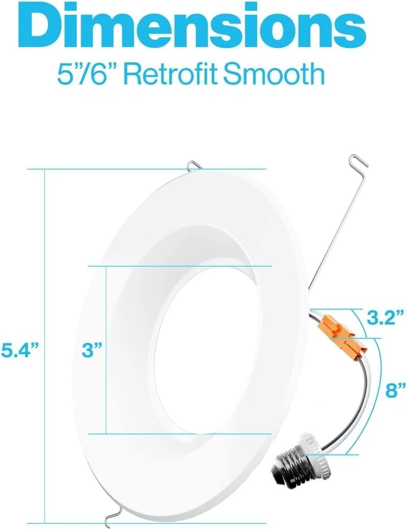 5 6 Inch LED Can Lights Retrofit Recessed Lighting 12 Pack 3000k