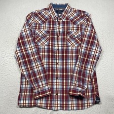 Buffalo David Bitton Shirt Mens XL Red Plaid Long Sleeve Snap Button