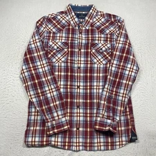 Buffalo David Bitton Shirt Mens XL Red Plaid Long Sleeve Snap Button 