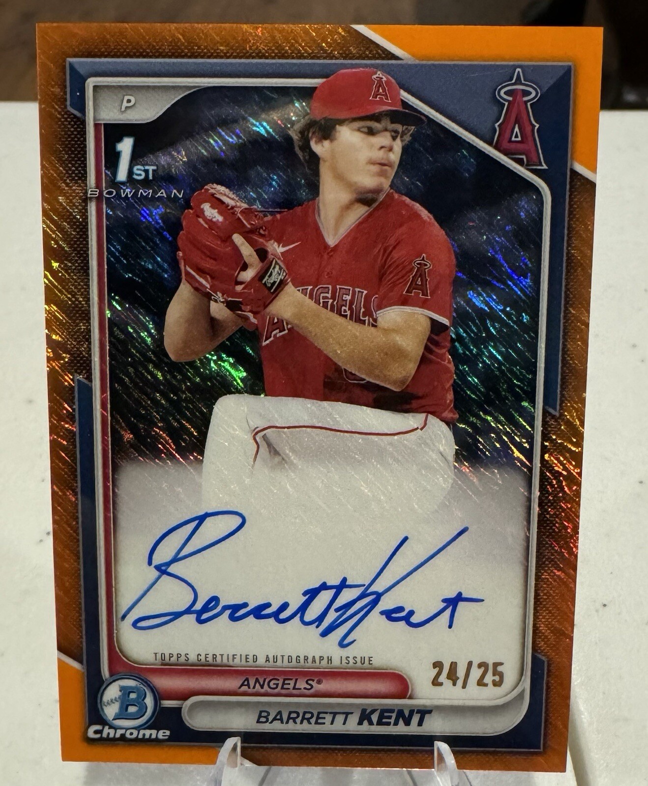 2024 Bowman - Chrome Prospect Auto #CPA-BK Barrett Kent Orange Shimmer Auto /25