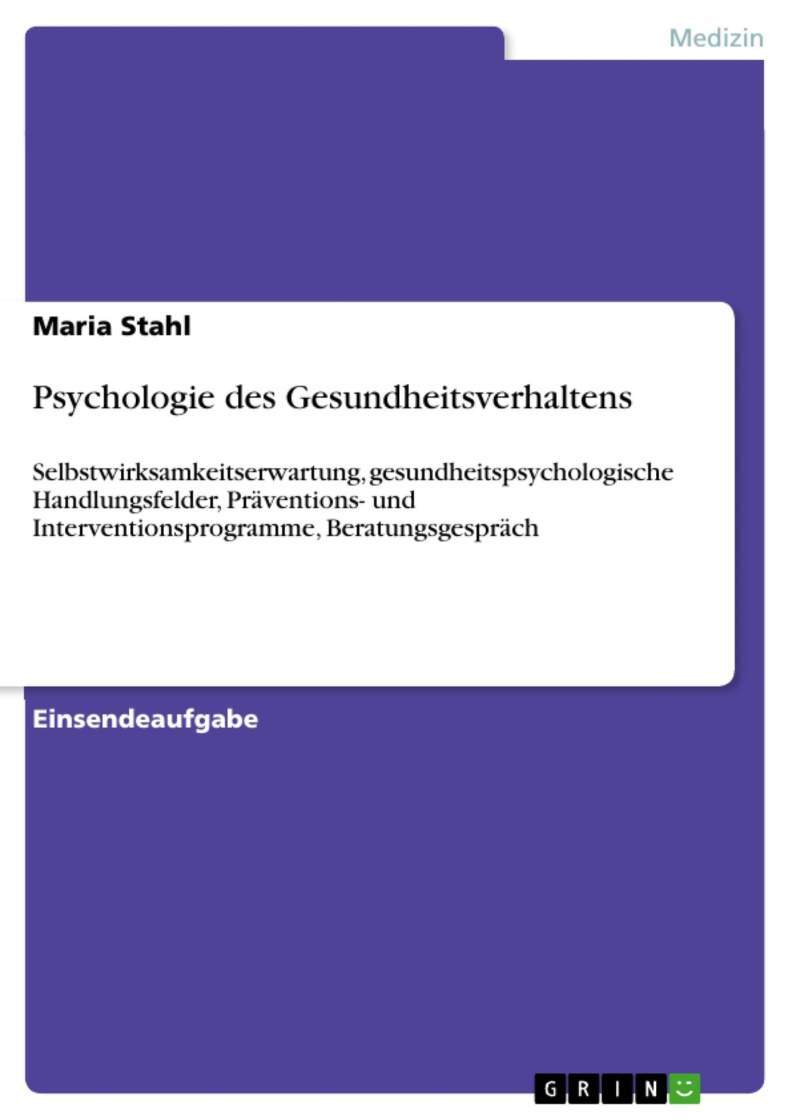 Thumbnail - Psychologie Des Gesundheitsverhaltens | Buch | 9783668237957