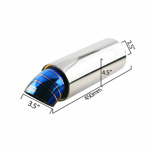 Universal 2.5inch Inlet 4.5" Body Rear Exhaust Muffler Tip Slant 480mm Length - 第 1/5 張圖片