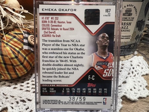 2004-05 Topps Finest Red X-factor Emeka Okafor Auto Rookie Card #167. SN#38/59 - Picture 7 of 8