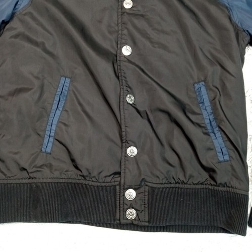 True Religion Jacket Mens M Black Varsity Back To School Coat Pockets Snap Up - Picture 4 of 15