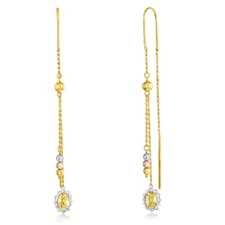 Wellingsale 14k Tri Color Gold Guadalupe Hanging Earrings (7 X 64mm)