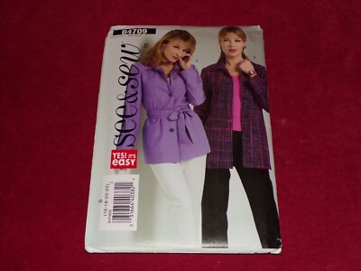   BUTTERICK #B4709 - LADIES TWO STYLE JACKET w/OPTIONAL BELT PATTERN 16-22 FF