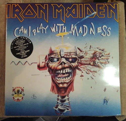 IRON MAIDEN "CAN I PLAY WITH MADNESS / EVIL THAT MEN DO" 2 VINYL RECORDS NEAR M.