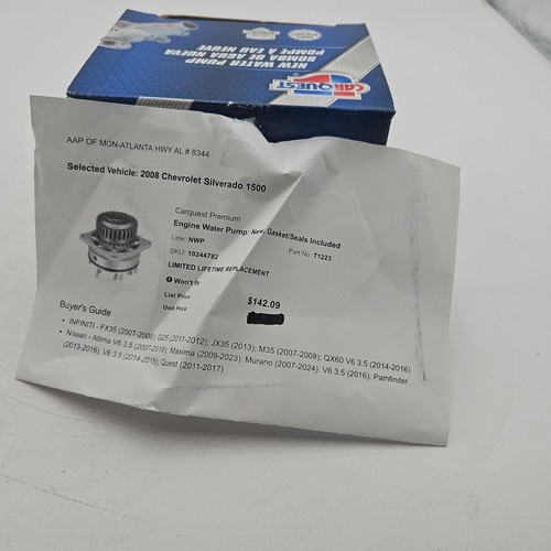 Engine Water Pump CARQUEST T1223 - Picture 4 of 7