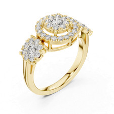 Bague de mariage femme 1,00 ct + 46 pièces ronde diamant blanc certifié argen...