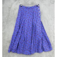 Vintage Esprit Skirt Womens 7/8 Midi Button Side Geometric Retro Modest Boho
