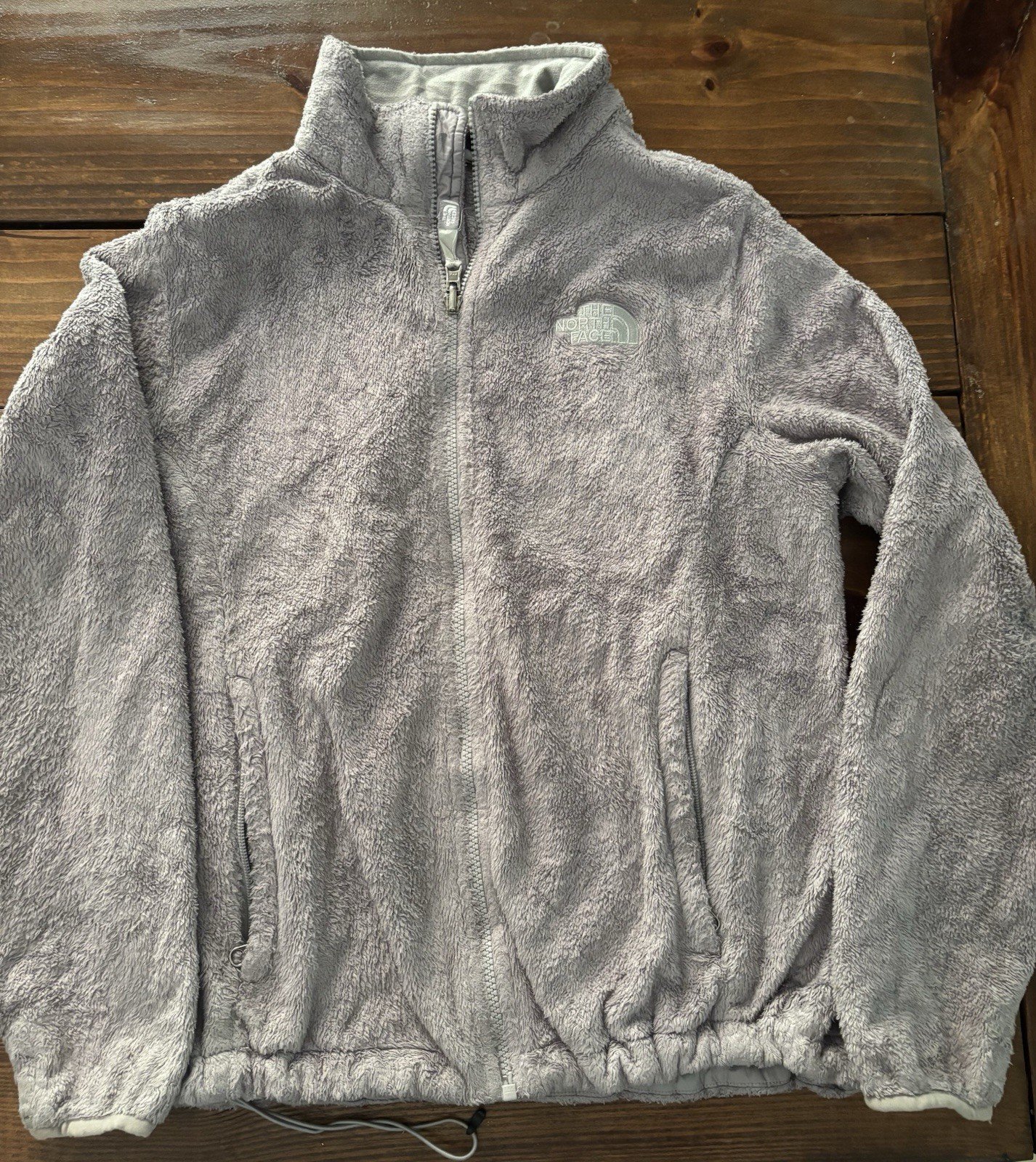 The North Face Women's Fleece Jacket Soft Fuzzy Gray Size Large Cinch Zip Up