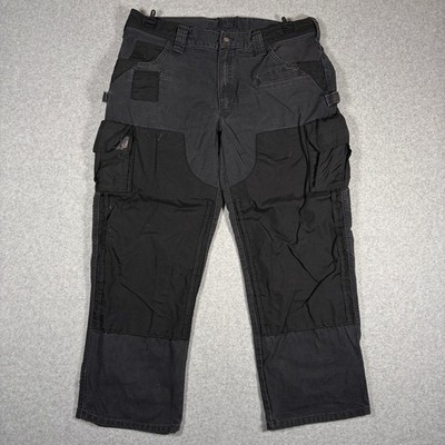 Atlas 46 Concord Work Pants Men's 42x30 (Fits 38x29) Black Reinforced Utility