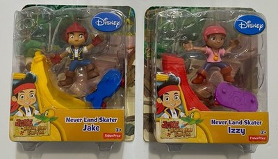 Never Land Skater x2 Figures Dolls Skater Jake Izzy Disney Fisher Price 2013